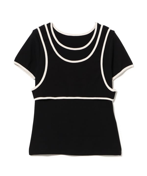 Piping Tank Top Layered T-Shirt