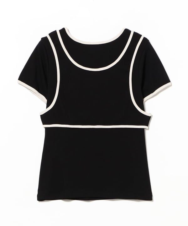 Piping Tank Top Layered T-Shirt
