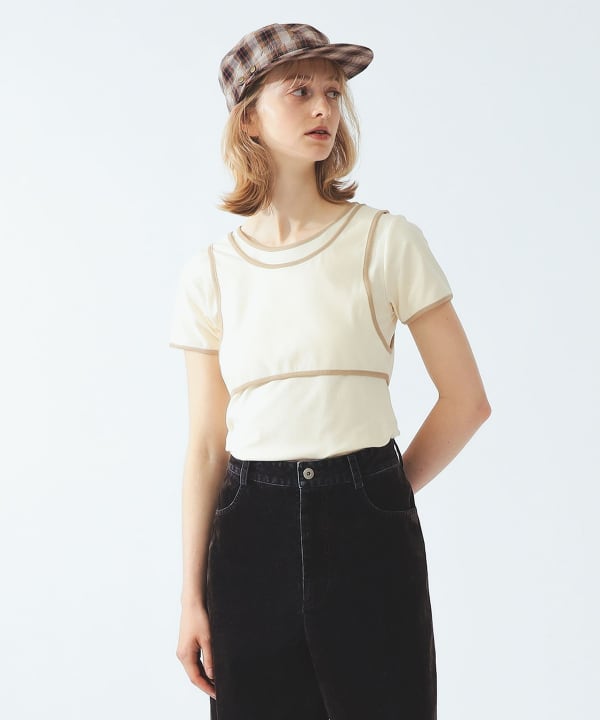 Piping Tank Top Layered T-Shirt