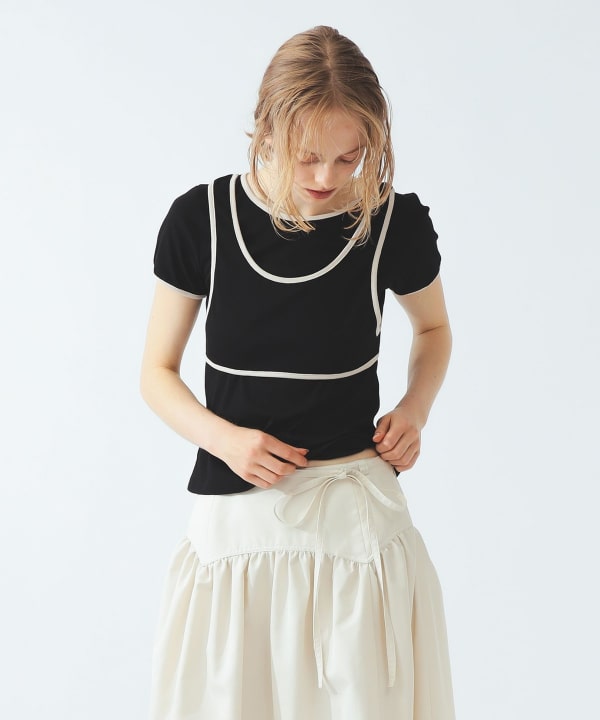 Piping Tank Top Layered T-Shirt