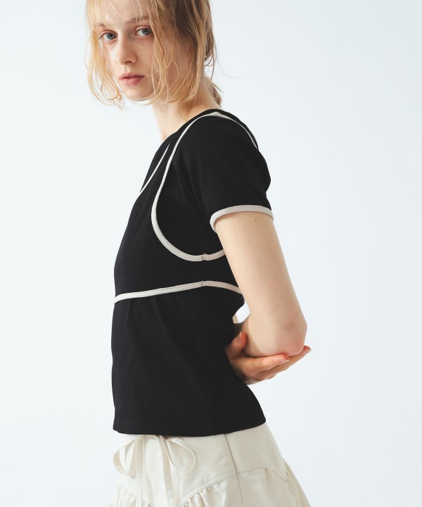 Piping Tank Top Layered T-Shirt