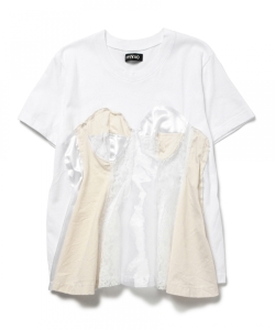 MIYAO×Ray BEAMS / 別注 レース パッチ Tシャツ
