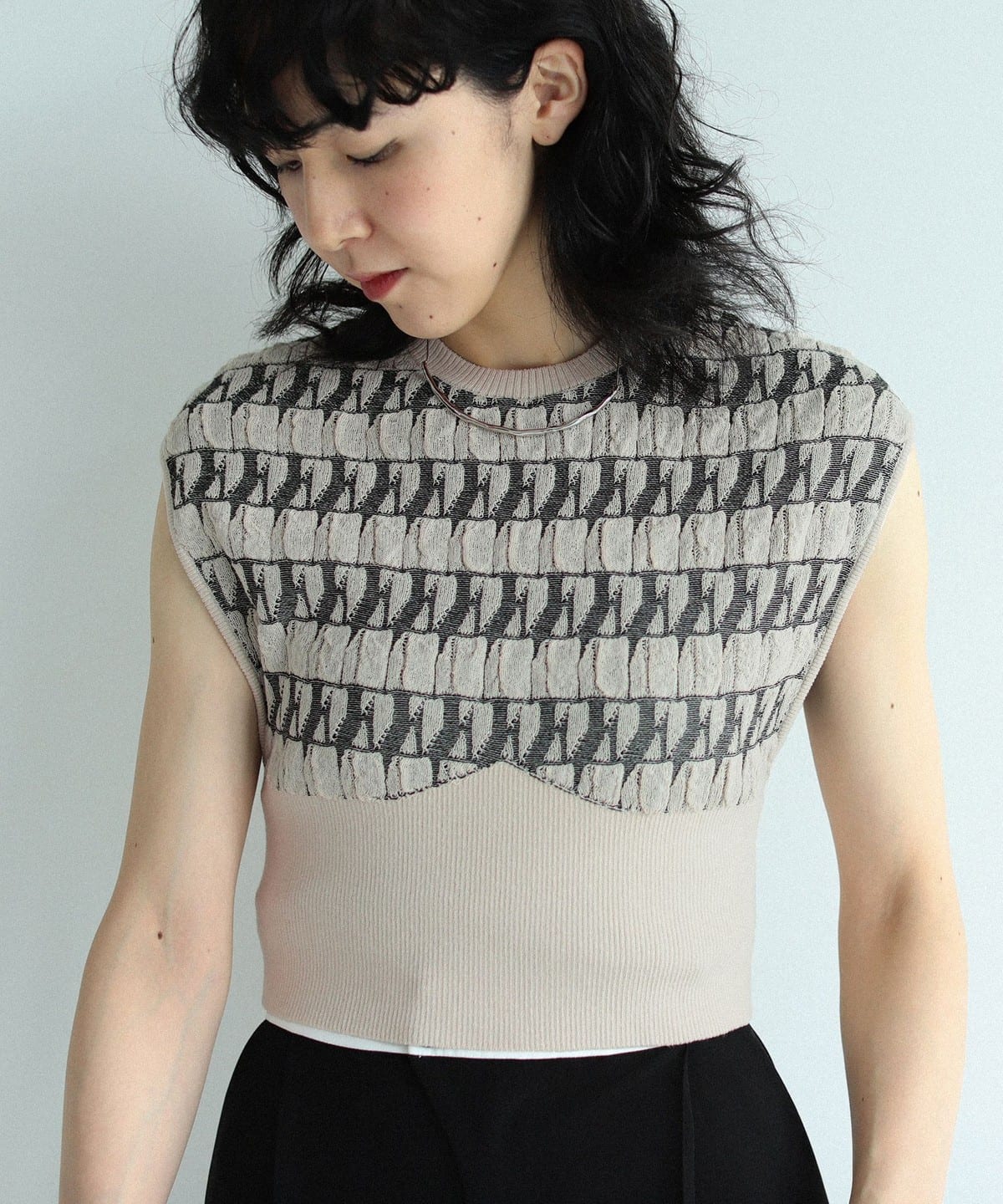 Ray BEAMS Ray BEAMS [Outlet] RBS / Fukure jacquard sleeveless knit