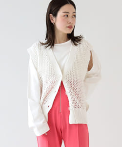 Ray BEAMS / メッシュ編み ベスト カーディガン