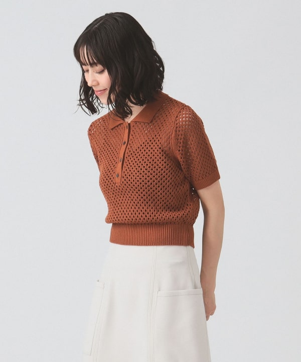 【美品】ビームス　ポロシャツ　 2024SS　ドライタッチ メッシュ ニット　M 美品】ビームス ポロシャツ 2024SS ドライタッチ メッシュ