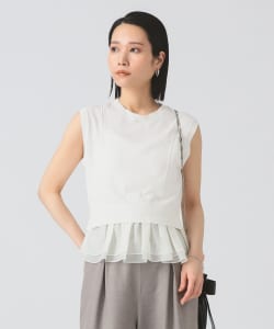 【+15%ポイントUP】シアー ペプラム クルーネック ノースリーブ ニット