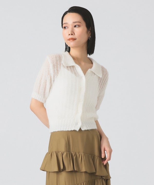 BEAMSゴルフ　カーディガン　新品 大きなロゴ入り　白　L Ray BEAMS（レイ ビームス）シャギー メッシュ ポロ