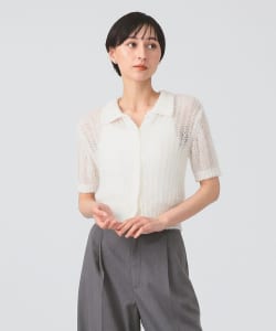 シャギー メッシュ ポロ カーディガン