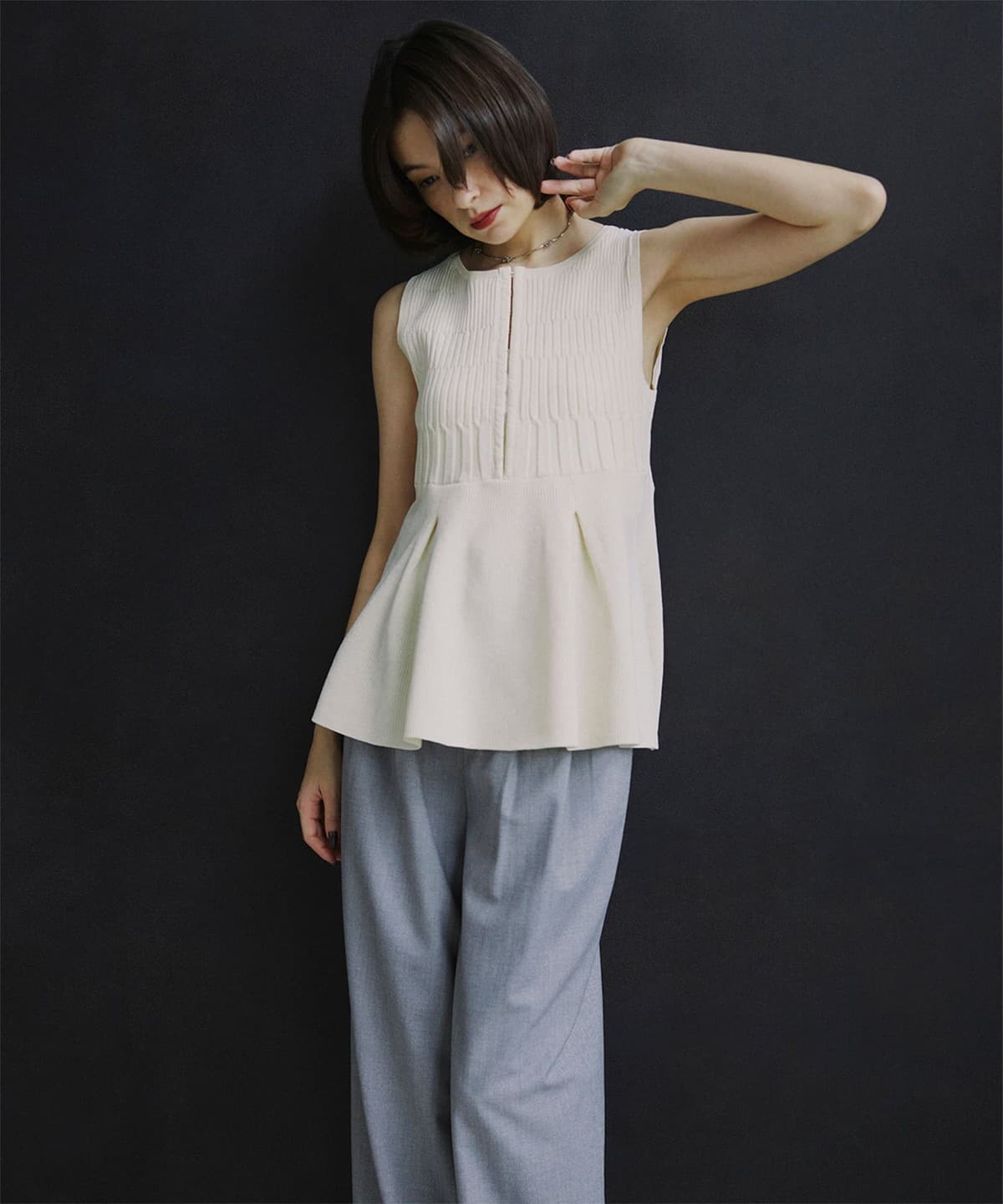 RBS アールビーエス / リブ キリカエ ベスト トップス WOMEN IVORY ONE SIZE RBS アールビーエス / リブ キリカエ ベスト トップス WOMEN IVORY ONE SIZE