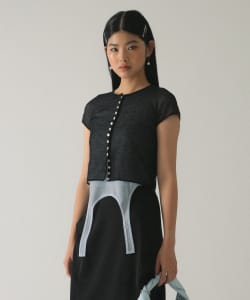 シアー コンパクト ハーフスリーブ カーディガン