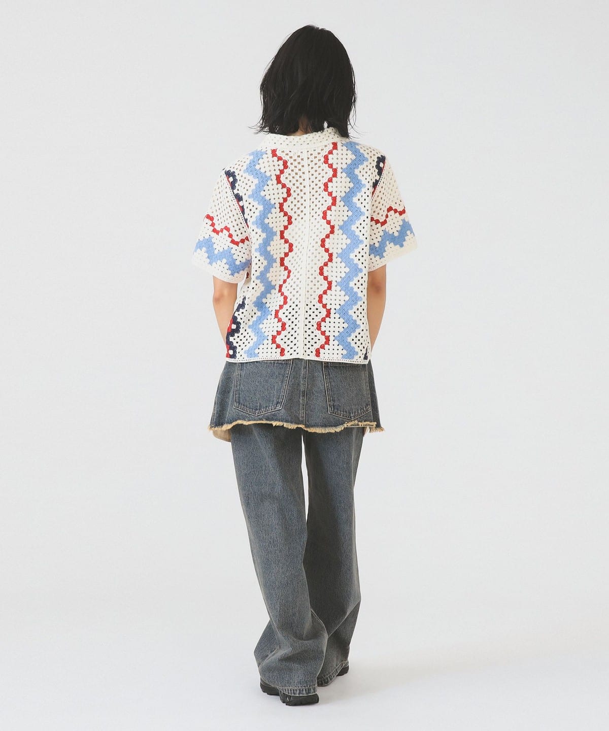 Ray BEAMS（レイ ビームス）ウェーブ ストライプ ニット シャツ