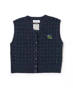 MUVEIL / スミレビーズ ブローチ付き 編み込み カーディガン