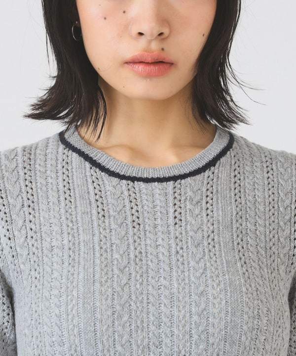 Ray BEAMS（レイ ビームス）ケーブル ハーフスリーブ クルーネック