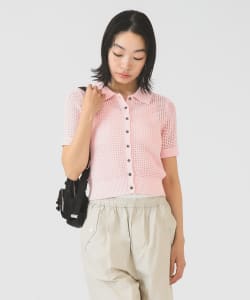 メッシュ ニットポロ カーディガン