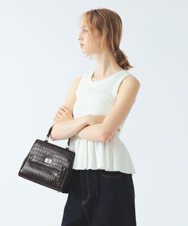 【+10%ポイントUP】ギャザー ペプラム ノースリーブ トップス