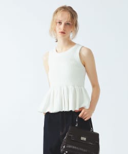 【+10%ポイントUP】ギャザー ペプラム ノースリーブ トップス