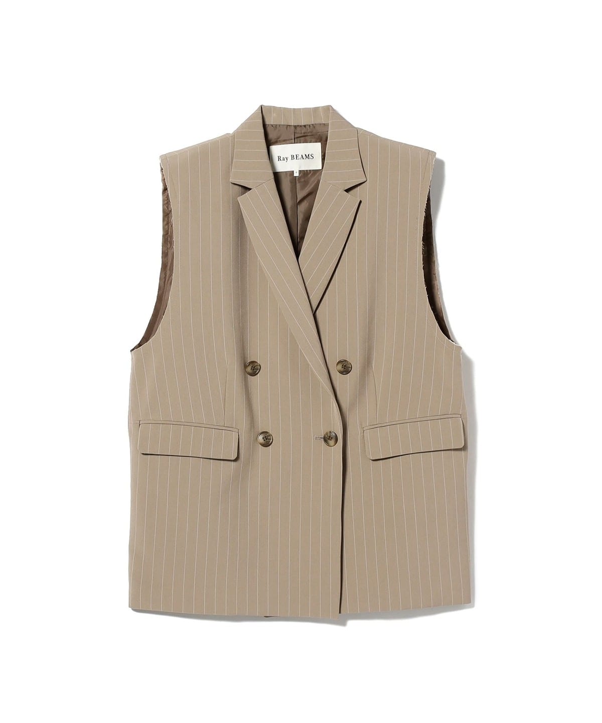 Ray BEAMS レイ ビームス / ピンストライプ 4ボタン ダブル ジレ トップス WOMEN BEIGE 1 Ray BEAMS レイ ビームス / ピンストライプ 4ボタン ダブル ジレ トップス WOMEN BEIGE 1