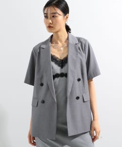 Ray BEAMS / 女裝 細條紋 短袖 西裝外套