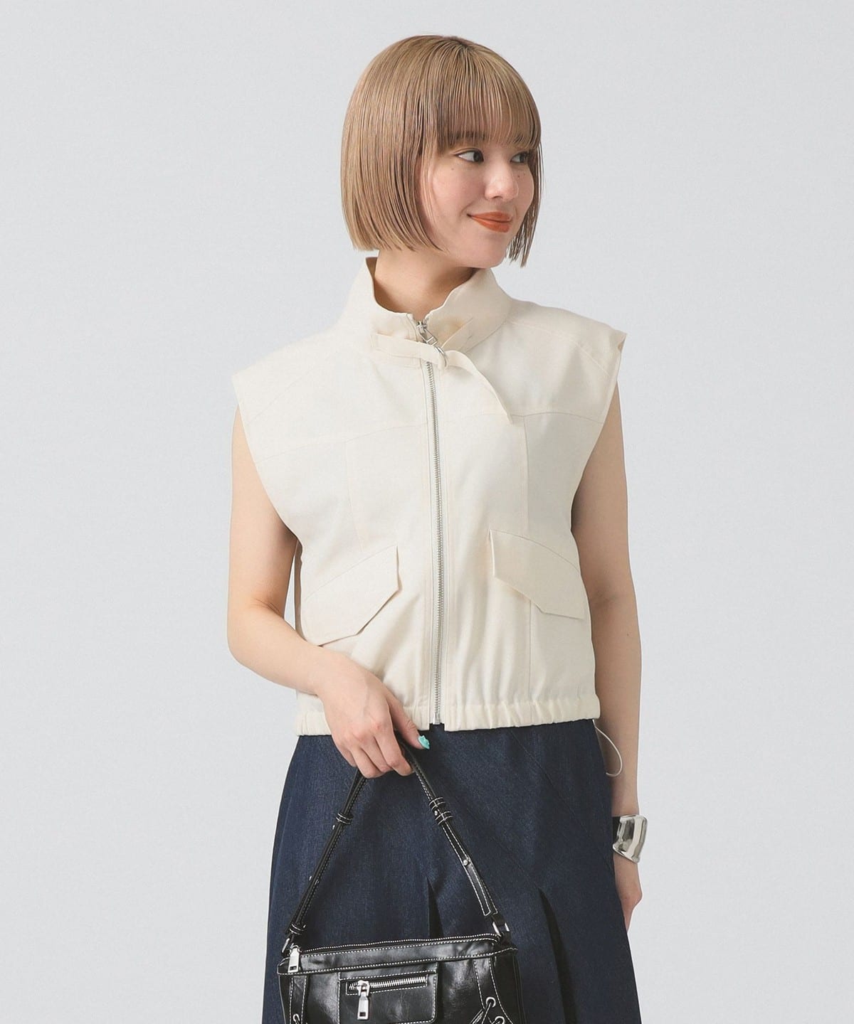 Ray BEAMS（レイ ビームス）スタンドカラー ベスト（トップス ベスト