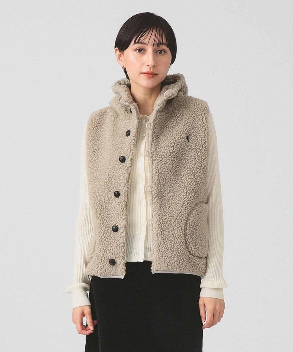 Gymphlex / フーデッド ボア ベスト トップス WOMEN 14 TAUPE(NAVY) 12 Gymphlex / フーデッド ボア ベスト トップス WOMEN 14 TAUPE(NAVY) 12