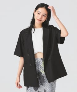 【+15%ポイントUP】ラペル ドット ハーフスリーブ ジャケット