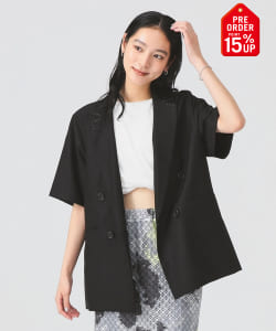 【+15%ポイントUP】ラペル ドット ハーフスリーブ ジャケット