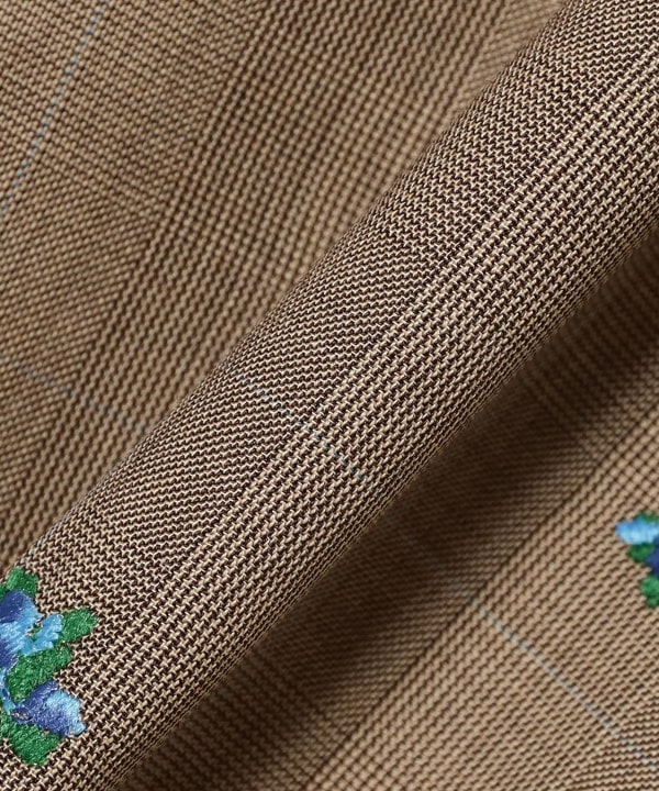 MUVEIL / グレンチェック ローズ 刺繍 ベスト