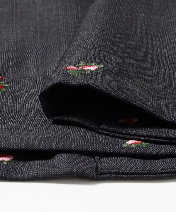 MUVEIL / グレンチェック ローズ 刺繍 ベスト