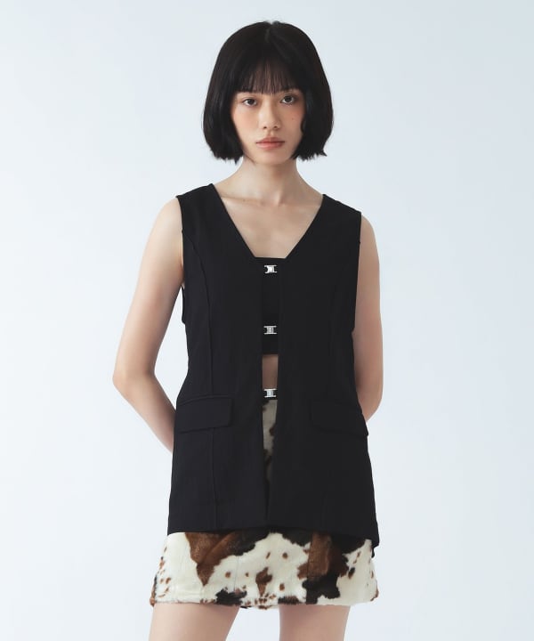【+10%ポイントUP】バック オープン ジレ Model：H177 B77 W59 H87　Size：（画像の商品はサンプル用サイズのため実際のサイズ感と異なります）