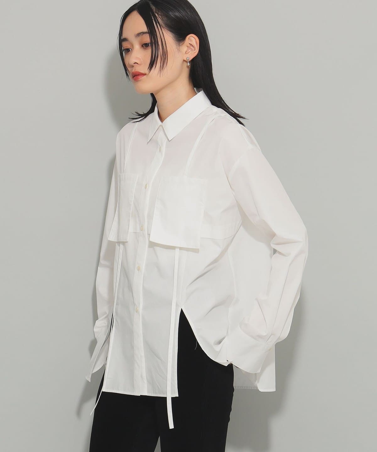 ストラップ スリット シャツ シャツ・ブラウス WOMEN WHITE ONE SIZE ストラップ スリット シャツ シャツ・ブラウス WOMEN WHITE ONE SIZE