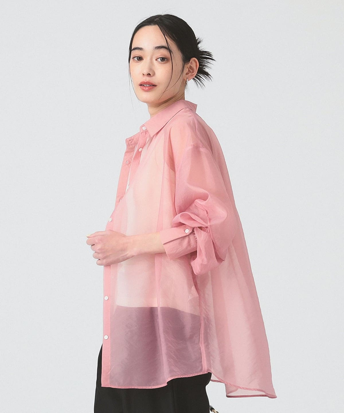 シアー ボリューム スリーブ シャツ シャツ・ブラウス WOMEN PINK ONE SIZE シアー ボリューム スリーブ シャツ シャツ・ブラウス WOMEN PINK ONE SIZE