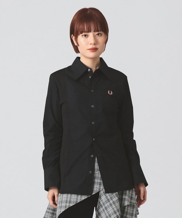 Ray BEAMS　 FRED PERRY　別注 パネルシャツ　ブラック Ray BEAMS（レイ ビームス）【別注】FRED PERRY / PANELLED SHIRT