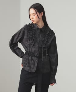 【+15%ポイントUP】チェック フリル ブレード シャツ