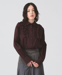【+15%ポイントUP】チェック フリル ブレード シャツ