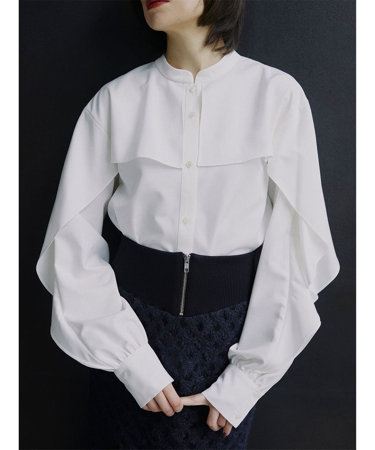 RBS アールビーエス / バンドカラーケープ ブラウス シャツ・ブラウス WOMEN WHITE ONE SIZE RBS アールビーエス / バンドカラーケープ ブラウス シャツ・ブラウス WOMEN WHITE ONE SIZE