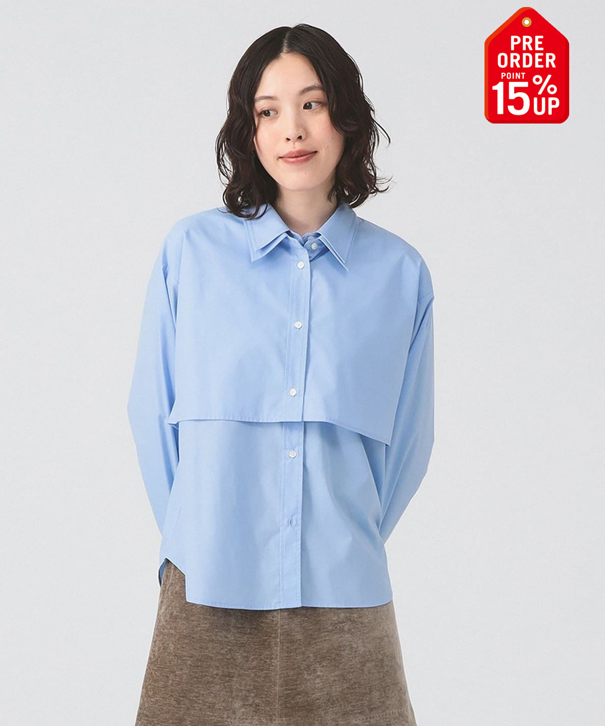 【+15%ポイントUP】Wカラー レイヤード シャツ シャツ・ブラウス WOMEN BLUE ONE SIZE 【+15%ポイントUP】Wカラー レイヤード シャツ シャツ・ブラウス WOMEN BLUE ONE SIZE