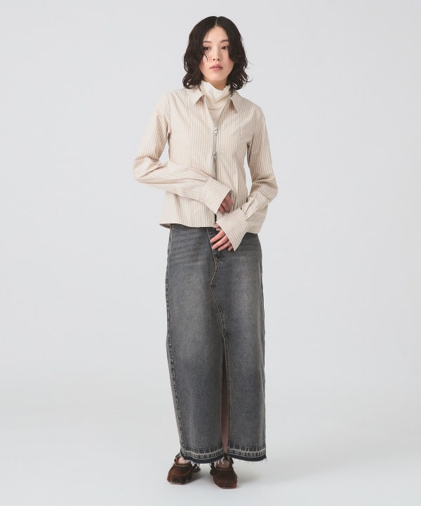 Ray BEAMS ストライプジップシャツ Ray BEAMS（レイ ビームス）ストライプ ジップ シャツ（シャツ