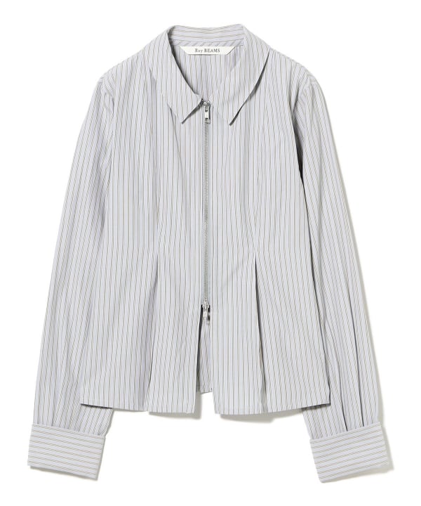 Ray BEAMS ストライプジップシャツ Ray BEAMS（レイ ビームス）ストライプ ジップ シャツ（シャツ
