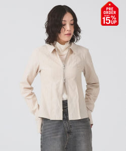 【+15%ポイントUP】ストライプ ジップ シャツ