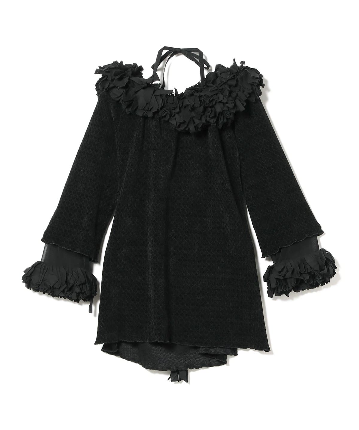 FUMIE=TANAKA / フリンジ リボン シャツ シャツ・ブラウス WOMEN BLACK 1 FUMIE=TANAKA / フリンジ リボン シャツ シャツ・ブラウス WOMEN BLACK 1