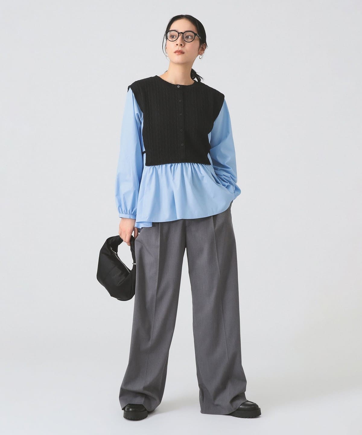 ビームス　ジャガード　シャツ　ブラウス BEAMS HEART（ビームス ハート）ジャカード フリンジ ブラウス