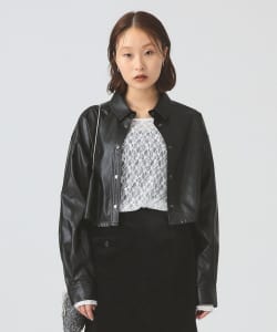 フェイクレザー クロップド シャツ