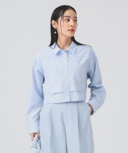 レイヤード ヘム クロップド シャツ