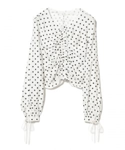ドット センター ギャザー ブラウス