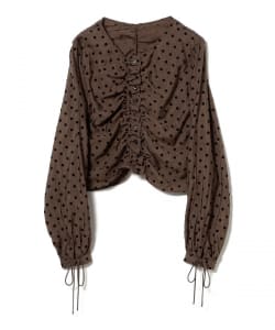 ドット センター ギャザー ブラウス