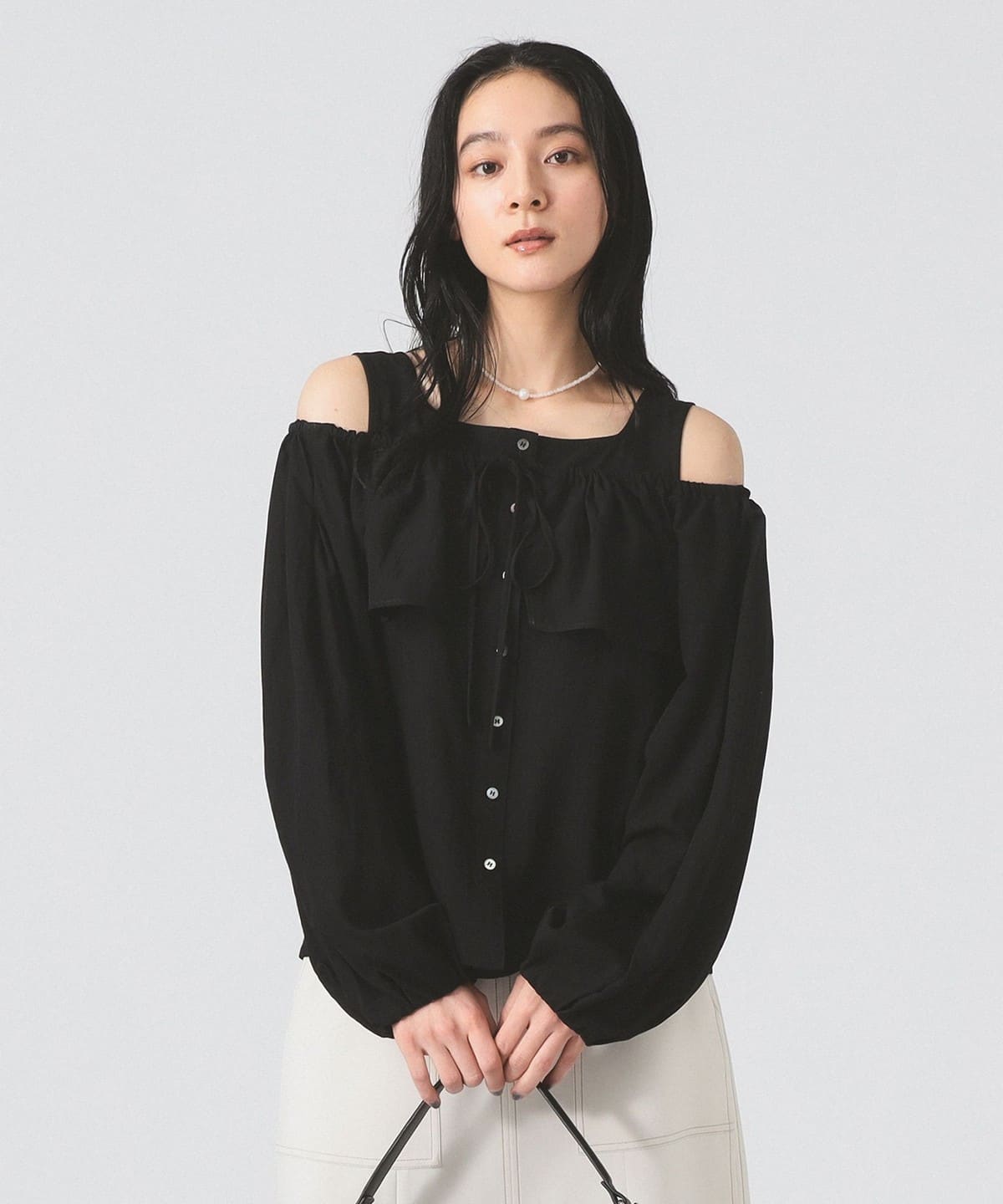 レイビームス Ray BEAMS 黒 ブラウス シャツ レディース きれいめ Ray BEAMS（レイ ビームス） ブラウス シャツ カット レース シャツ