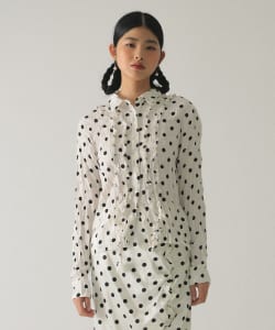 ドット クリンクル フリル シャツ