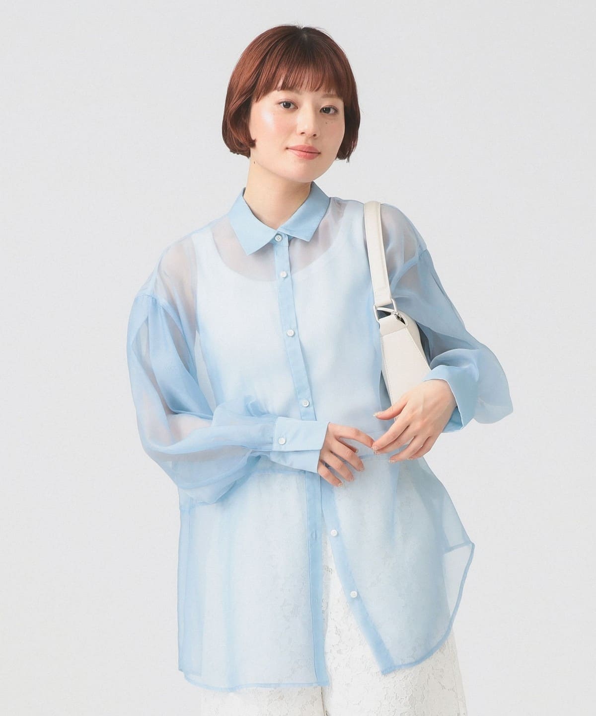 Ray BEAMS♡ブラウス Ray BEAMS（レイ ビームス）ストライプ シャーリング Vネック ブラウス
