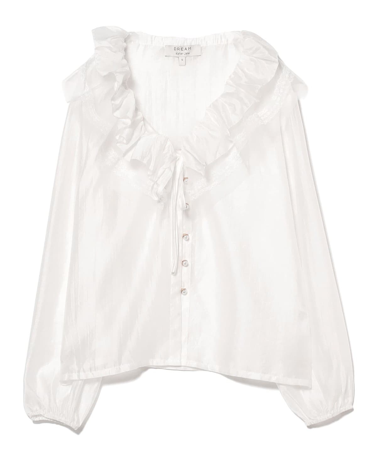 【極美品】Ray BEAMS シアー ピンタック ブラウス ドロスト アイボリー Ray BEAMS（レイ ビームス）DREAM sister jane / Poetic Ruffle Blouse