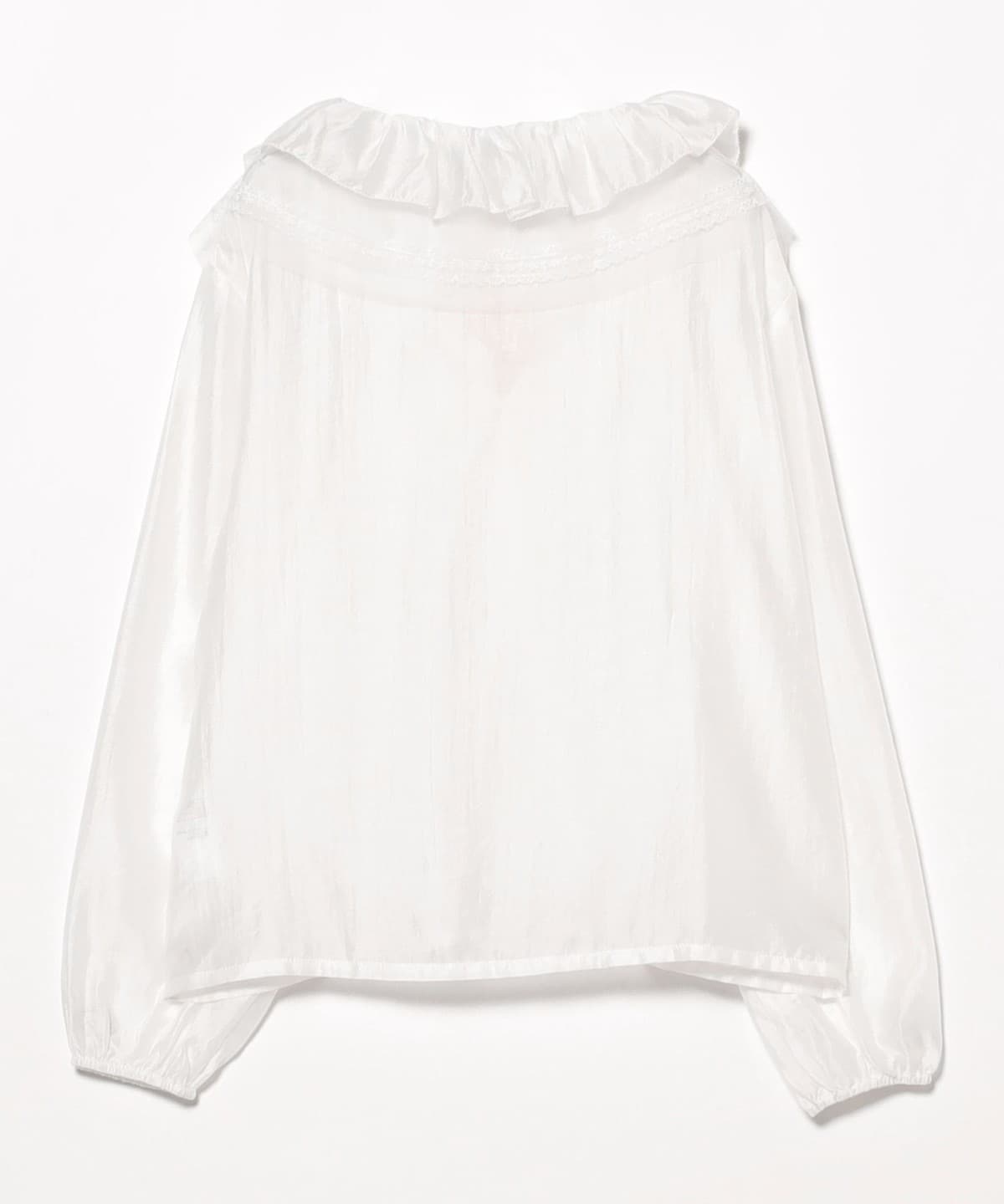 【極美品】Ray BEAMS シアー ピンタック ブラウス ドロスト アイボリー Ray BEAMS（レイ ビームス）ストライプ シャーリング Vネック ブラウス